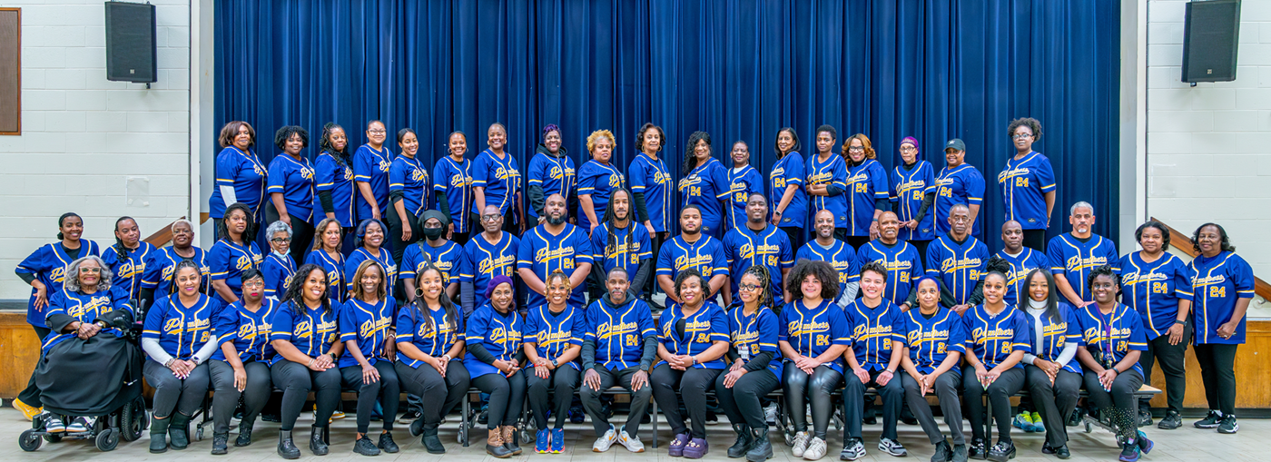 Picture of entire Fairington Staff wearing our 50th anniversary baseball Jersey 